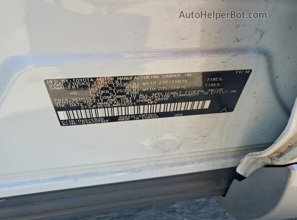2T3JFREV8JW856221 2018 TOYOTA RAV4 White Widok naklejki z numerem VIN
