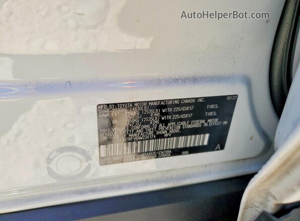 2T3K1RFV6NW234174 2022 TOYOTA RAV4 White Vista de la etiqueta del VIN