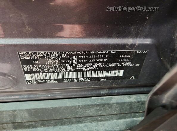 2T3K1RFV8PW259757 2023 TOYOTA RAV4 Charcoal Widok naklejki z numerem VIN