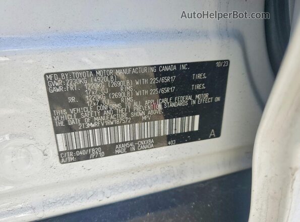 2T3MWRFV1RW187572 2024 TOYOTA RAV4 White ძრავის განყოფილების ხედი