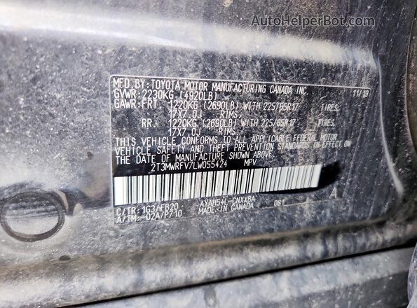 2T3MWRFV7LW055424 2020 TOYOTA RAV4 Gray Вид підкапотного простору