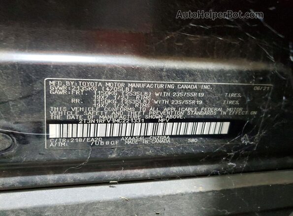 2T3N1RFV1MC221331 2021 TOYOTA RAV4 Black VIN sticker view