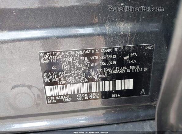 2T3N1RFV3SC527346 2025 TOYOTA RAV4 Gray Vista del compartimento del motor