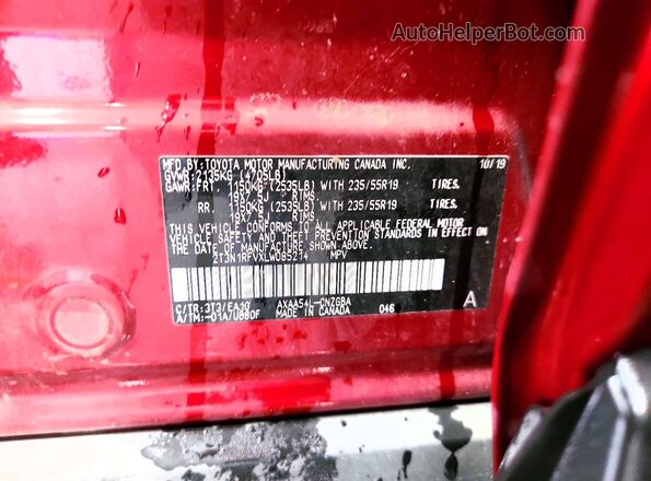 2T3N1RFVXLW085214 2020 TOYOTA RAV4 Maroon Вид підкапотного простору