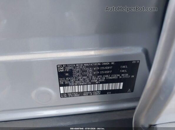 2T3P1RFV0KW080126 2019 TOYOTA RAV4 Silver Շարժիչի բաժամունքի տեսք