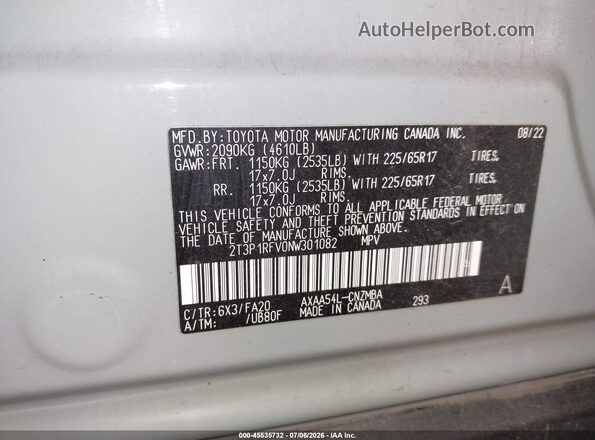 2T3P1RFV0NW301082 2022 TOYOTA RAV4 Gray Շարժիչի բաժամունքի տեսք
