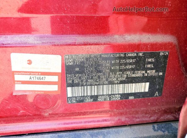 2T3P1RFV0RW455166 2024 TOYOTA RAV4 Red Engine compartment view