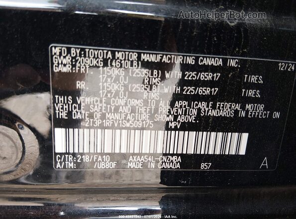 2T3P1RFV1SW509175 2025 TOYOTA RAV4 Black Շարժիչի բաժամունքի տեսք