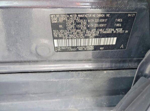 2T3P1RFV2MC203400 2021 TOYOTA RAV4 Gray VIN sticker view