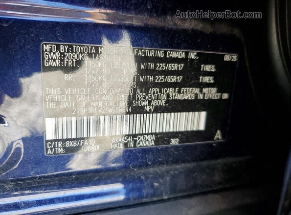 2T3P1RFV2SW558644 2025 TOYOTA RAV4 Blue VIN sticker view