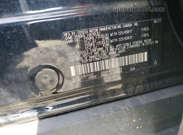2T3P1RFV3MW215585 2021 TOYOTA RAV4 Black Вид наклейки з VIN-кодом