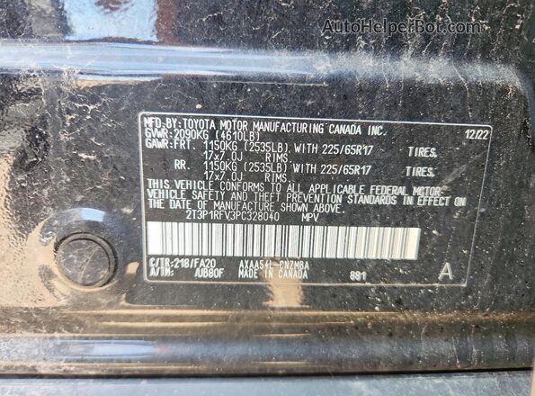 2T3P1RFV3PC328040 2023 TOYOTA RAV4 Black VIN კოდის სტიკერის ხედი