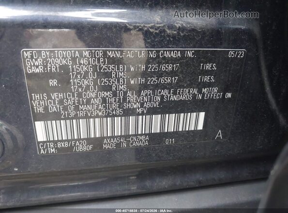 2T3P1RFV3PW375485 2023 TOYOTA RAV4 Dark Blue Engine compartment view