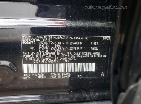 2T3P1RFV3PW391055 2023 TOYOTA RAV4 Black Vista de la etiqueta del VIN