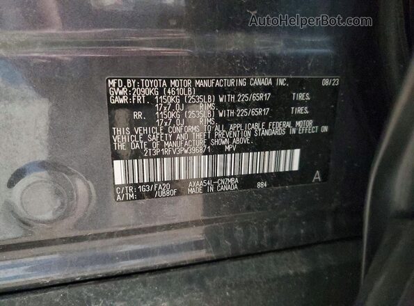 2T3P1RFV3PW396871 2023 TOYOTA RAV4 Gray 360 interior view