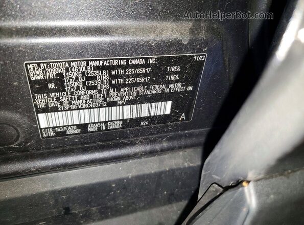 2T3P1RFV3RC403712 2024 TOYOTA RAV4 Gray VIN կոդի պիտակի տեսք