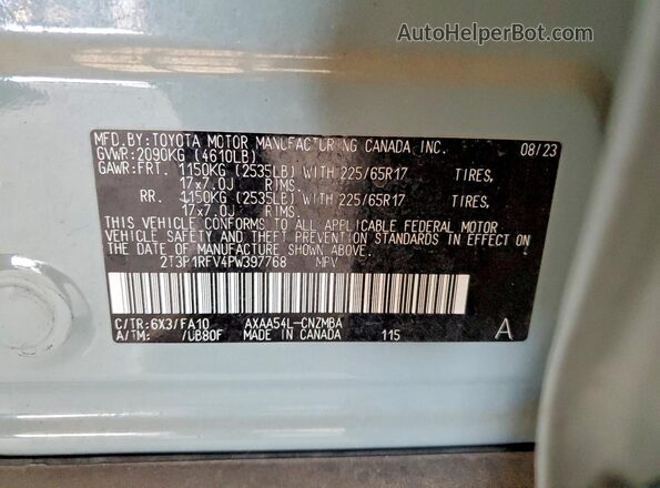 2T3P1RFV4PW397768 2023 TOYOTA RAV4 Gray Vista del compartimento del motor