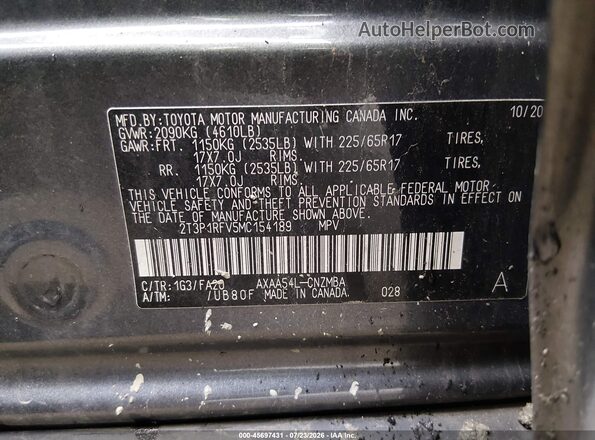 2T3P1RFV5MC154189 2021 TOYOTA RAV4 Серый Вид подкапотного пространства