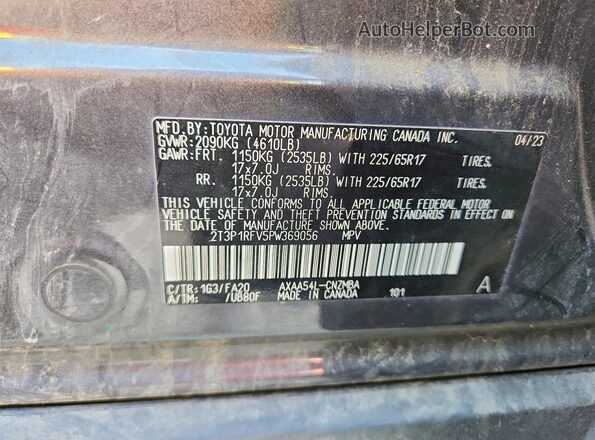 2T3P1RFV5PW369056 2023 TOYOTA RAV4 Black Widok naklejki z numerem VIN