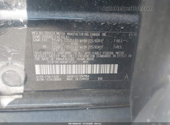 2T3P1RFV6KW017550 2019 TOYOTA RAV4 Black Engine compartment view