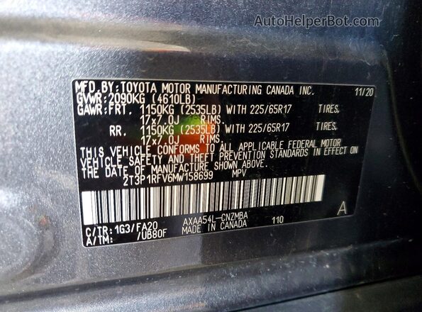 2T3P1RFV6MW158699 2021 TOYOTA RAV4 Gray Widok komory silnika