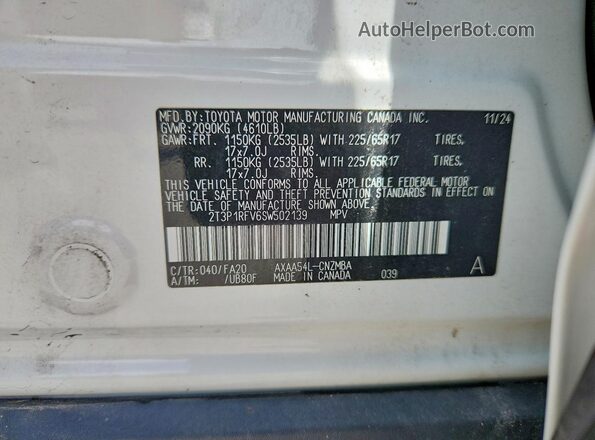 2T3P1RFV6SW502139 2025 TOYOTA RAV4 White 360 interior view