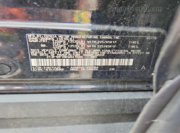 2T3P1RFV8KW041509 2019 TOYOTA RAV4 Black VIN კოდის სტიკერის ხედი