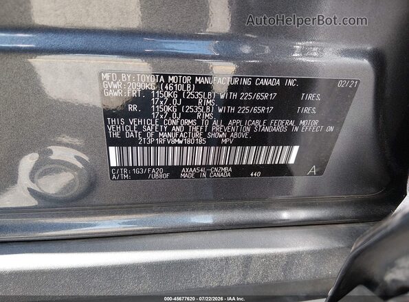2T3P1RFV8MW180185 2021 TOYOTA RAV4 Gray Engine compartment view