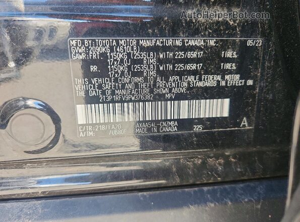 2T3P1RFV9PW376382 2023 TOYOTA RAV4 Black VIN კოდის სტიკერის ხედი