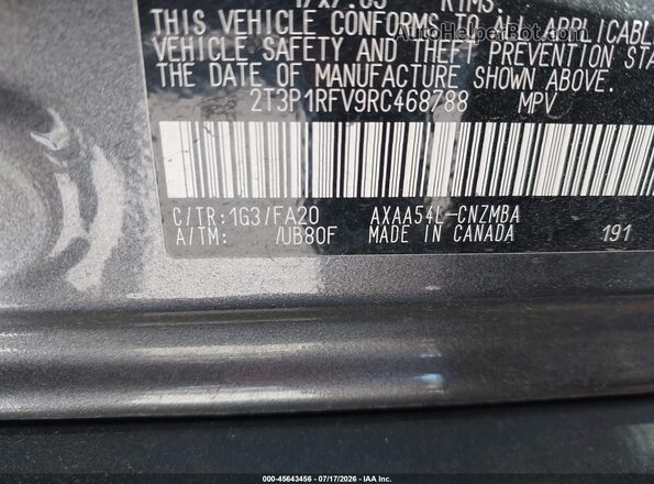 2T3P1RFV9RC468788 2024 TOYOTA RAV4 Gray Vista del compartimento del motor