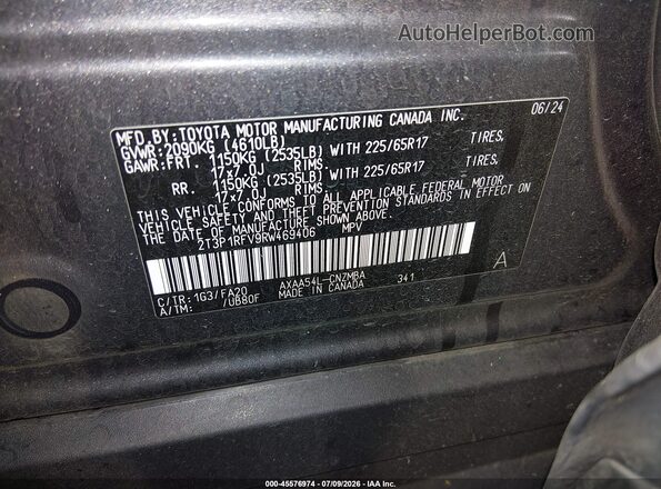 2T3P1RFV9RW469406 2024 TOYOTA RAV4 Gray Вид підкапотного простору