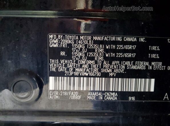 2T3P1RFVXMW166790 2021 TOYOTA RAV4 Black Engine compartment view