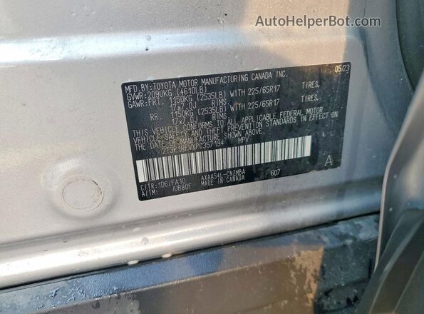 2T3P1RFVXPC357194 2023 TOYOTA RAV4 Серебряный Панорамный вид салона 360°