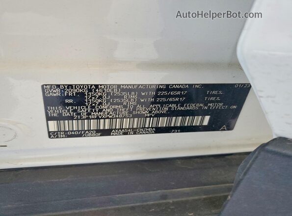 2T3P1RFVXPW348753 2023 TOYOTA RAV4 White VIN კოდის სტიკერის ხედი