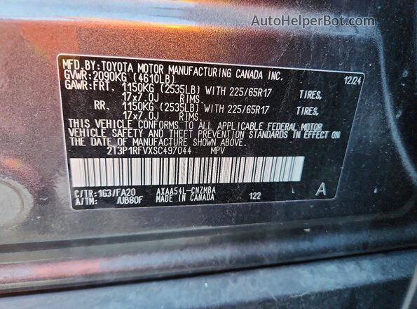 2T3P1RFVXSC497044 2025 TOYOTA RAV4 Gray Вид наклейки з VIN-кодом