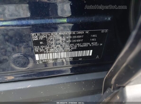 2T3P1RFVXSW522426 2025 TOYOTA RAV4 Blue Widok komory silnika