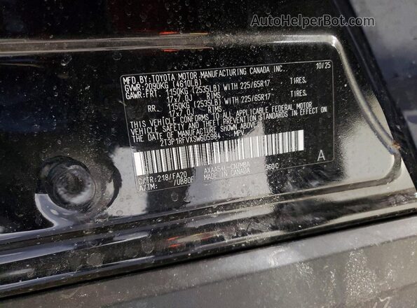 2T3P1RFVXSW605984 2025 TOYOTA RAV4 Black VIN կոդի պիտակի տեսք