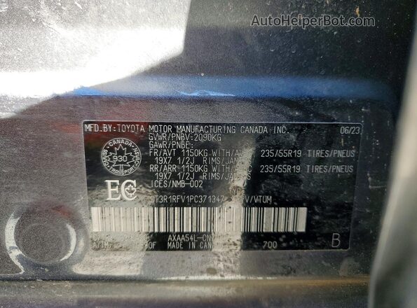 2T3R1RFV1PC371347 2023 TOYOTA RAV4 Серый Вид наклейки с VIN-кодом