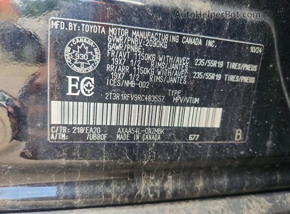 2T3R1RFV9RC483557 2024 TOYOTA RAV4 Black Vista interior de 360 grados
