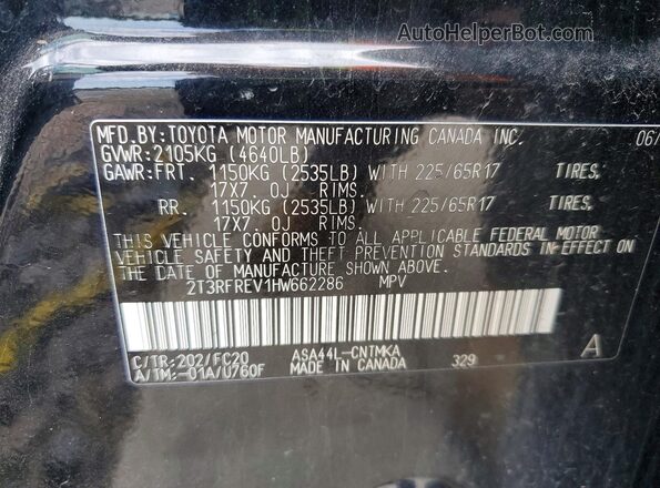 2T3RFREV1HW662286 2017 TOYOTA RAV Black ძრავის განყოფილების ხედი