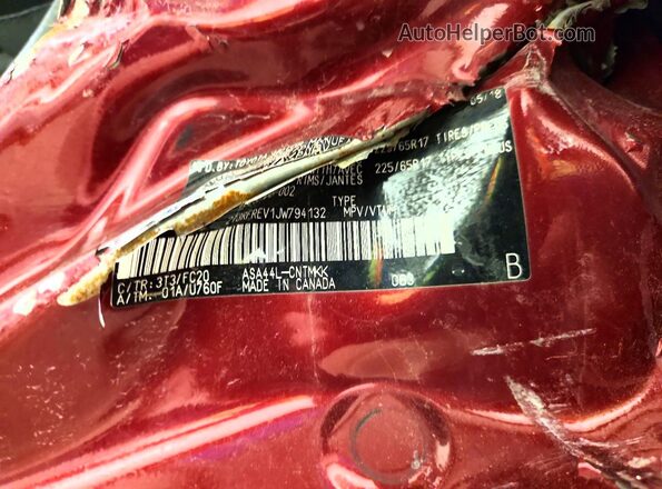 2T3RFREV1JW794132 2018 TOYOTA RAV4 Red Vista de la etiqueta del VIN