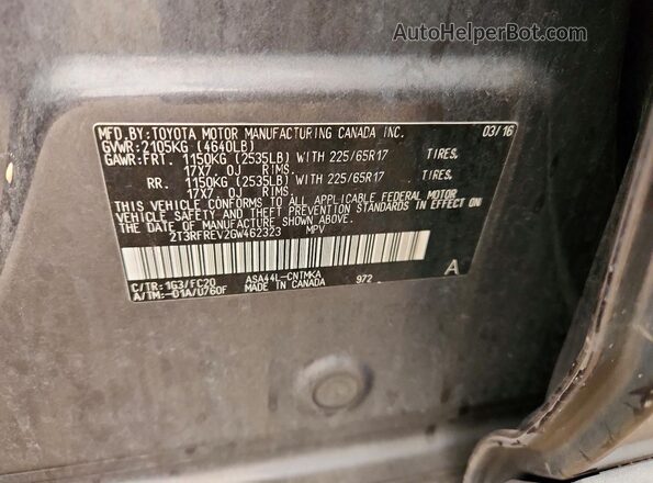 2T3RFREV2GW462323 2016 TOYOTA RAV4 Gray Панорамний вид салону 360°