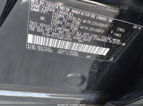 2T3RFREV3HW544076 2017 TOYOTA RAV4 Black Engine compartment view