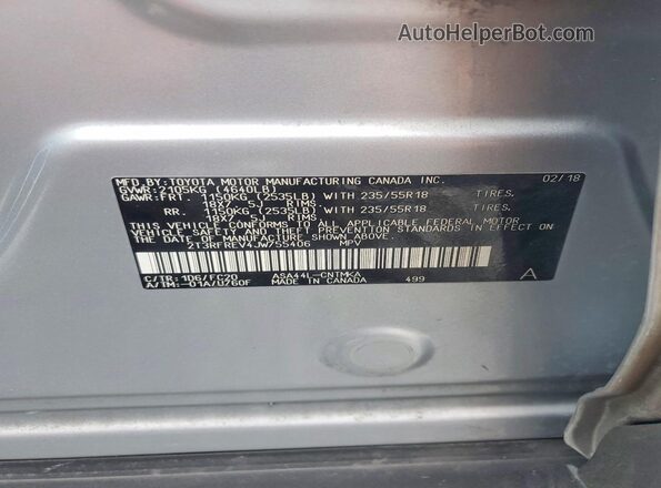 2T3RFREV4JW755406 2018 TOYOTA RAV4 Silver Widok naklejki z numerem VIN
