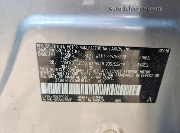 2T3RFREV6JW816142 2018 TOYOTA RAV4 Silver სალონის 360-გრადუსიანი ხედი