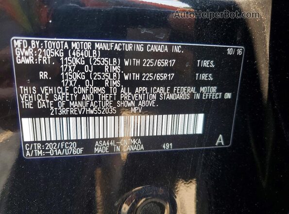 2T3RFREV7HW552035 2017 TOYOTA RAV4 Black Widok wnętrza 360 stopni