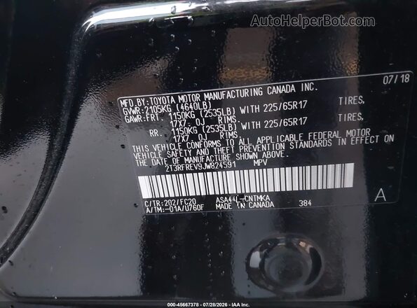 2T3RFREV9JW824591 2018 TOYOTA RAV4 Black Vista del compartimento del motor