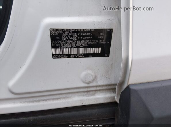 2T3RFREVSHW612944 2017 TOYOTA RAV4 White Շարժիչի բաժամունքի տեսք