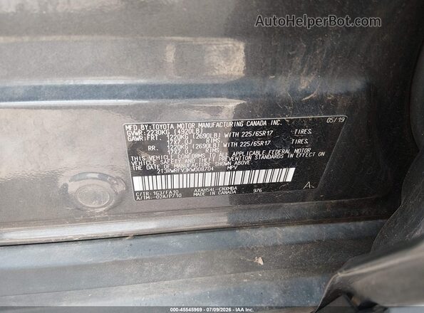 2T3RWRFV3KW008704 2019 TOYOTA RAV4 HYBRID Gray Vista del compartimento del motor