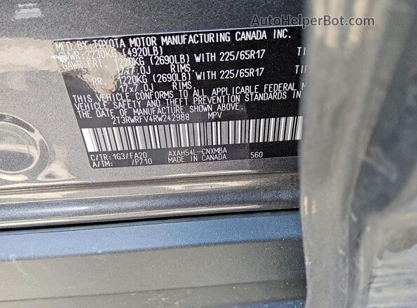 2T3RWRFV4RW242988 2024 TOYOTA RAV4 Gray Панорамний вид салону 360°